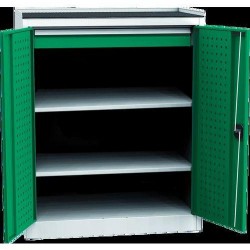 Dílenská skříň na nářadí s jednou zásuvkou, 118 x 95 x 60 cm, šedá/zelená