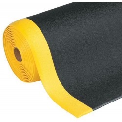 Protiúnavová průmyslová rohož Manutan s granulovaným povrchem, šířka 91 cm, metrážová, černá/žlutá