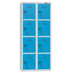 Boxová dobíjecí skříň s mincovním zámkem, 800 x 500 x 1850 mm, zásuvka E, PLN, šedá-tmavě modrá