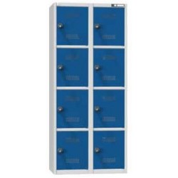Boxová dobíjecí skříň s mincovním zámkem, 800 x 500 x 1850 mm, zásuvka E, CZK, šedá-tmavě modrá
