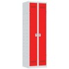 Svařovaná skříň víceúčelová Vinco, 2 oddíly, 600 mm, cylindrický zámek, šedá/červená