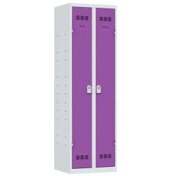 Svařovaná skříň víceúčelová Vinco, 2 oddíly, 600 mm, cylindrický zámek, šedá/fialová