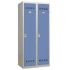 Svařovaná šatní skříň Vinco s mezistěnou, 2 oddíly, 400 mm, otočný uzávěr, šedá/modrá