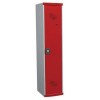 Svařovaná šatní skříň s mezistěnou Acial, 1 oddíl, 400 mm, otočný uzávěr, šedá/červená
