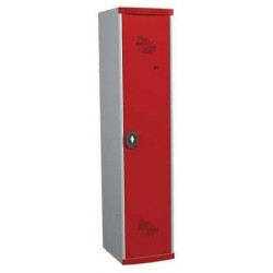Svařovaná šatní skříň s mezistěnou Acial, 1 oddíl, 400 mm, otočný uzávěr, šedá/červená