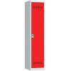 Svařovaná šatní skříň Vinco s mezistěnou, 1 oddíl, 400 mm, otočný uzávěr, šedá/červená