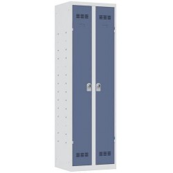 Svařovaná skříň víceúčelová Vinco, 2 oddíly, 600 mm, otočný uzávěr, šedá/modrá