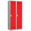 Svařovaná šatní skříň Vinco s mezistěnou, 2 oddíly, 400 mm, cylindrický zámek, šedá/červená