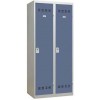 Svařovaná šatní skříň Vinco s mezistěnou, 2 oddíly, 400 mm, cylindrický zámek, šedá/modrá