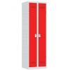 Svařovaná skříň víceúčelová Vinco, 2 oddíly, 600 mm, cylindrický zámek, šedá/červená