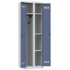 Svařovaná skříň víceúčelová Vinco, 2 oddíly, 600 mm, cylindrický zámek, šedá/modrá