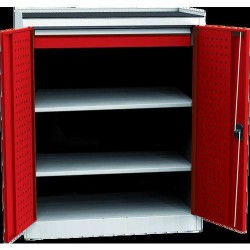 Dílenská skříň na nářadí s jednou zásuvkou, 118 x 95 x 60 cm, šedá/červená