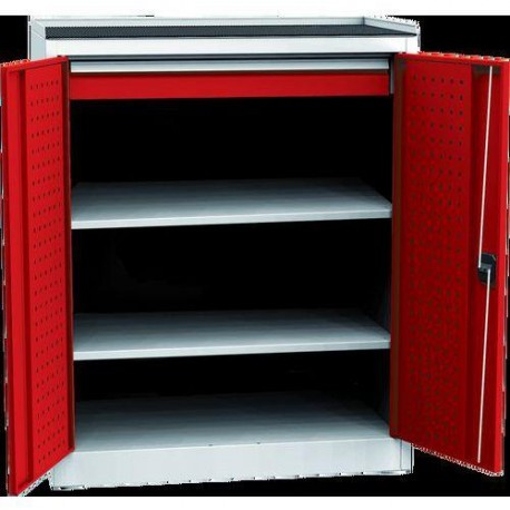 Dílenská skříň na nářadí s jednou zásuvkou, 118 x 95 x 60 cm, šedá/červená