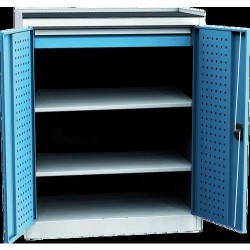 Dílenská skříň na nářadí s jednou zásuvkou, 118 x 95 x 60 cm, šedá/modrá