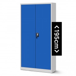 Plechová skříň JAN H, 900 x 1950 x 400 mm, šedo-modrá