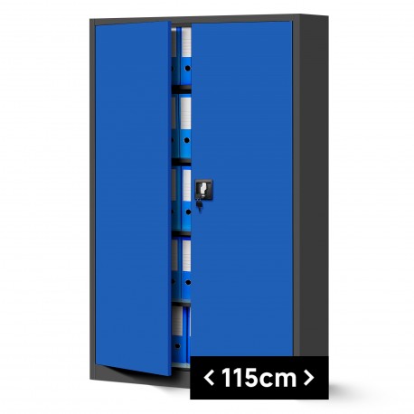 Plechová skříň JAN II, 1150 x 1850 x 400 mm, antracitovo-modrá