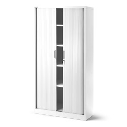 Plechová skříň se žaluziovými dveřmi DAMIAN, 900 x 1850 x 450 mm, bílá