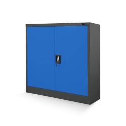 Plechová skřínka s policemi BEATA, 900 x 930 x 400 mm, antracitovo-modrá