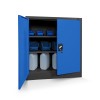 Plechová skřínka s policemi BEATA, 900 x 930 x 400 mm, antracitovo-modrá
