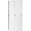 Plechová skříň s posuvnými dveřmi a policemi KUBA, 900 x 1850 x 400 mm, bílá