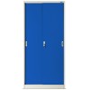 Plechová skříň s posuvnými dveřmi a policemi KUBA, 900 x 1850 x 400 mm, šedo-modrá