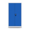 Plechová policová skříň s dveřmi a skřínkou pro osobní věci TOMASZ, 900 x 1850 x 450 mm, šedo-modrá