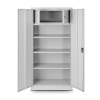 Plechová policová skříň s dveřmi a skřínkou pro osobní věci TOMASZ, 900 x 1850 x 450 mm, šedá