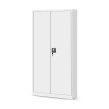 Plechová policová skříň s dveřmi a skřínkou pro osobní věci TOMASZ, 900 x 1850 x 450 mm, bílá