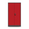 Plechová policová skříň s dveřmi a skřínkou pro osobní věci TOMASZ, 900 x 1850 x 450 mm, antracitovo-červená