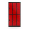 Plechová šatní skříň 6 boxů IGOR, 900 x 1850 x 450 mm, antracitovo-červená