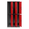 Plechová šatní skříň 6 boxů IGOR, 900 x 1850 x 450 mm, antracitovo-červená