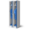 Plechová šatní skříň na soklu s polici 4 moduly KACPER II, 600 x 1800 x 500 mm, šedo-modrá