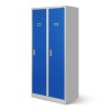 Plechová šatní skříň na soklu s mezistěnou KACPER, 800 x 1800 x 500 mm, šedo-modrá