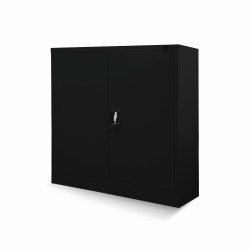 Plechová skřínka s policemi BEATA, 900 x 930 x 400 mm, černá