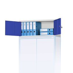 Nástavec na kancelářskou skříň EWA, 900 x 380 x 400 mm, šedo-modrá