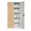 Plechová policová skříň JAN, 900 x 1850 x 400 mm, Eco Design: bílá/ dub sonoma