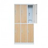 Plechová šatní skříň s 6 boxy IGOR, 900 x 1850 x 450 mm, Eco Design: bílá/ dub sonoma