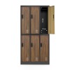 Plechová šatní skříň s 6 boxy IGOR, 900 x 1850 x 450 mm, Eco Design: antracitová/ ořech