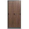Plechová skříň s posuvnými dveřmi a policemi KUBA, 900 x 1850 x 400 mm, Eco Design: antracitová/ ořech