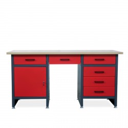Pracovní stůl se zásuvkami FRANK, 1700 x 850 x 600 mm, antracitově červený