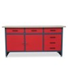 Pracovní stůl se zásuvkami a skříňkou HENRY, 1700 x 850 x 600 mm, antracitově červený