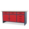 Pracovní stůl se zásuvkami a skříňkou HENRY, 1700 x 850 x 600 mm, antracitově červený