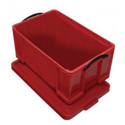 Plastový úložný box s víkem na klip, červený, 64 l