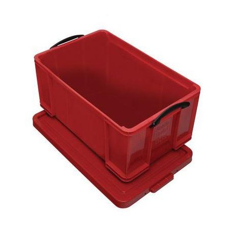 Plastový úložný box s víkem na klip, červený, 64 l