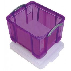 Plastový úložný box s víkem na klip, fialový, 35 l