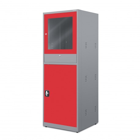 Průmyslová stacionární počítačová skříň STEVE, 640 x 1750 x 630 mm, antracitově červená