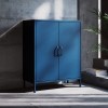 Kovová nízká skříňka s policemi VITO, 800 x 1015 x 400 mm, Modern: tmavě modrá barva