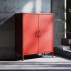 Kovová nízká skříňka s policemi VITO, 800 x 1015 x 400 mm, Modern: červená barva