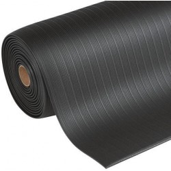 Protiúnavová průmyslová rohož Manutan s rýhovaným povrchem, šířka 122 cm, metrážová, černá