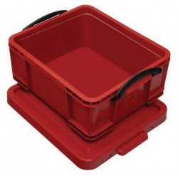 Plastový úložný box s víkem na klip, červený, 18 l